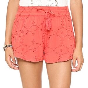 Free People Eyelet Embellished Shorts in Tomato